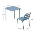 BRIO Slat Set (Table 70x70cm+4 Chairs) Metal Sandy Blue 5415C