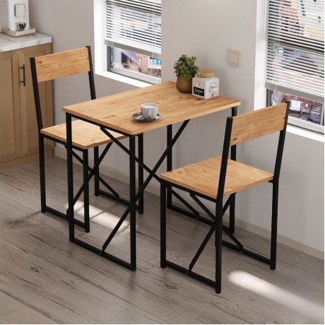 Maysa Megapap melamine - metal kitchen set in black - pine oak color 72.5x52.5x71.8cm.