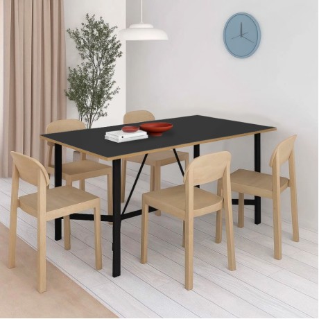Τραπέζι Adoro Megapap χρώμα black wood 140x80x75εκ.