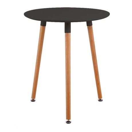 Τραπέζι Art MDF χρώμα μαύρο - ξύλινο φυσικό πόδι Φ60x70εκ.
