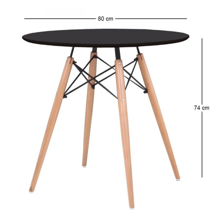 ART Wood Table D.80cm Black