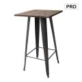 RELIX Wood Dark Oak Bar Table 60x60 Steel Antique Black