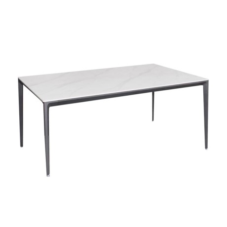 BARRET Table 140x80cm Alu Black/Sintered Stone White Marble