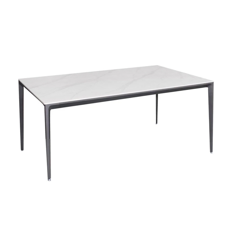 BARRET Table 140x80cm Alu Black/Sintered Stone White Marble