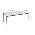 BARRET Table 140x80cm Alu Black/Sintered Stone White Marble