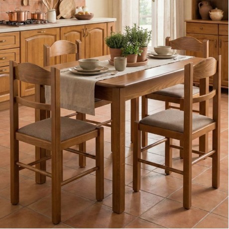 Bergen Megapap table solid wood expandable in walnut color 120/150x68x77cm.