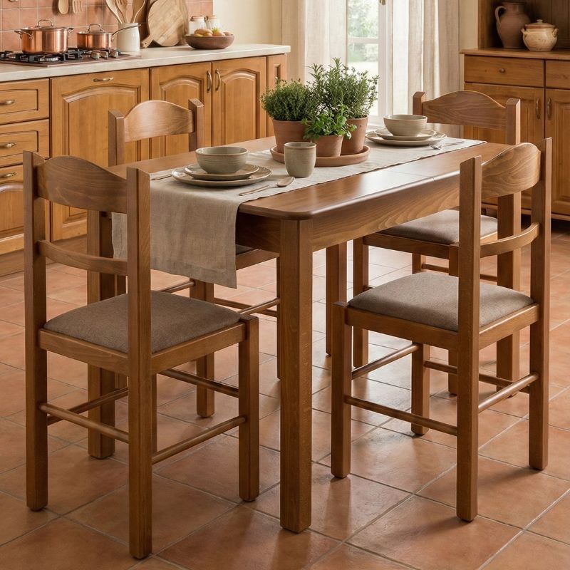 Bergen Megapap table solid wood expandable in walnut color 120/150x68x77cm.