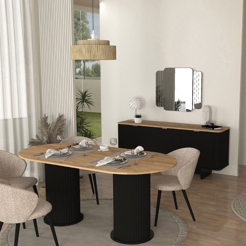 Bohema Megapap melamine dining table in black - sepet oak color 180x90x77,7cm.