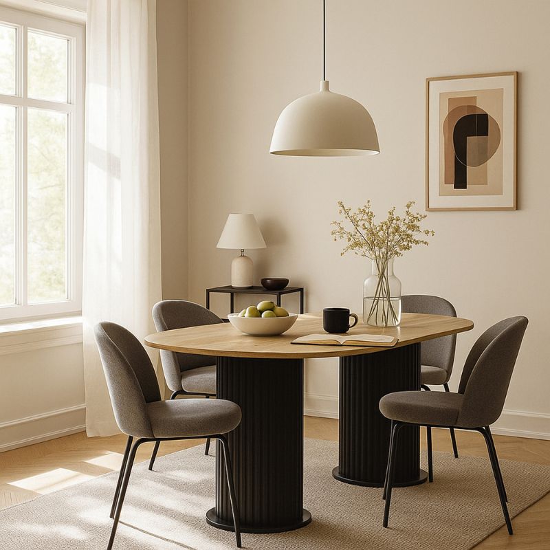 Bohema Megapap melamine dining table in black - sepet oak color 180x90x77,7cm.