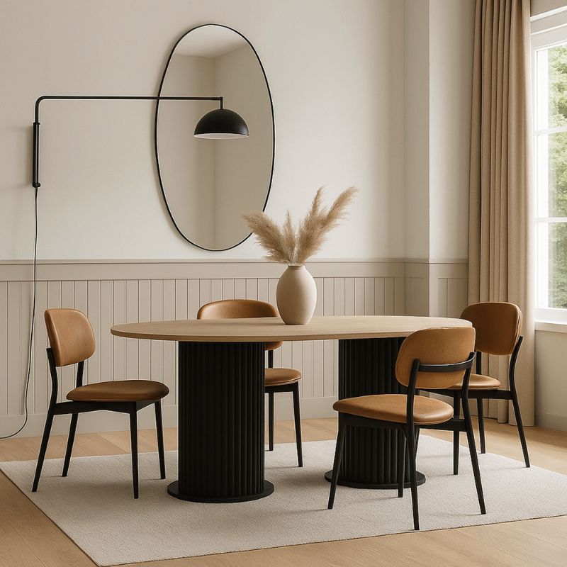 Bohema Megapap melamine dining table in black - sepet oak color 180x90x77,7cm.