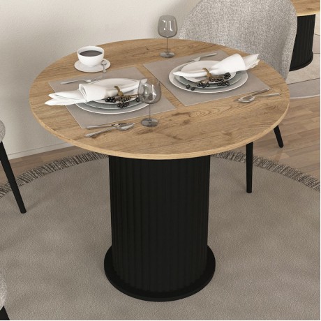 Bohema Megapap melamine dining table in black - sepet oak color Ø90x77,7cm.
