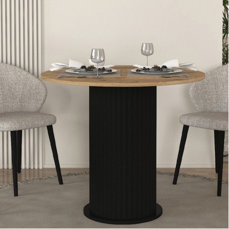 Bohema Megapap melamine dining table in black - sepet oak color Ø90x77,7cm.