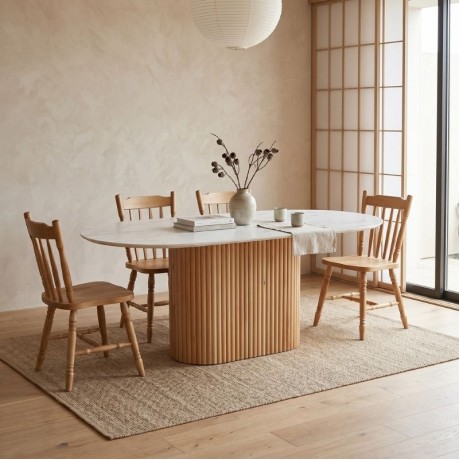 Borno Megapap MDF table in black - white marble effect color 180x89x75cm.