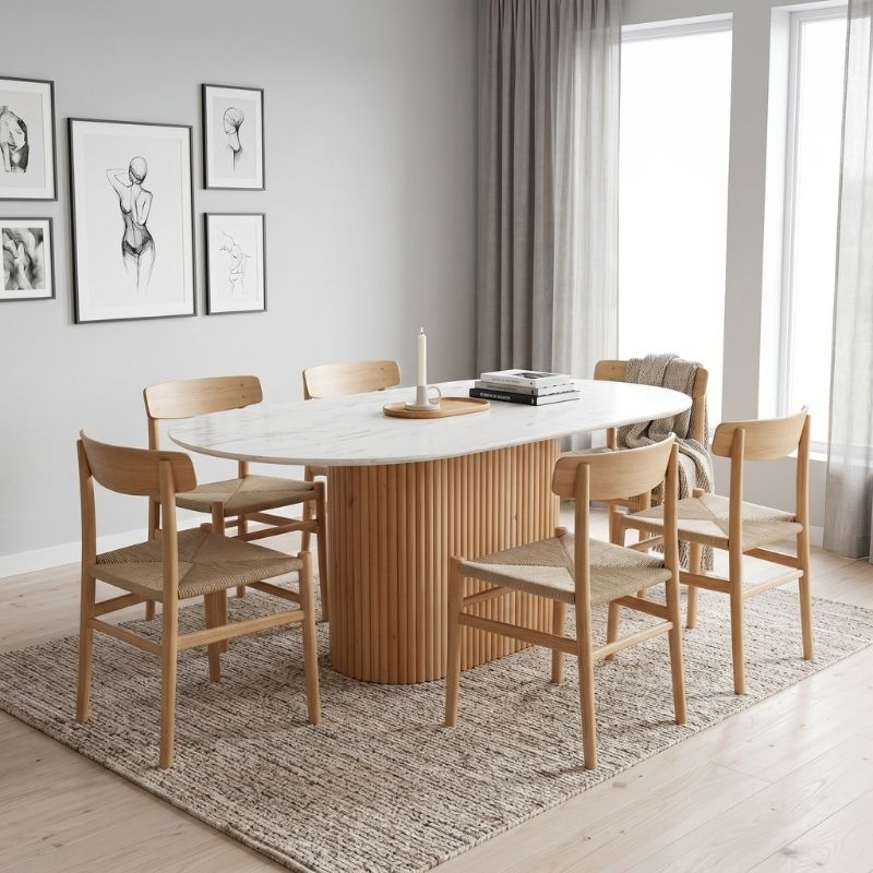 Borno Megapap MDF table in black - white marble effect color 180x89x75cm.