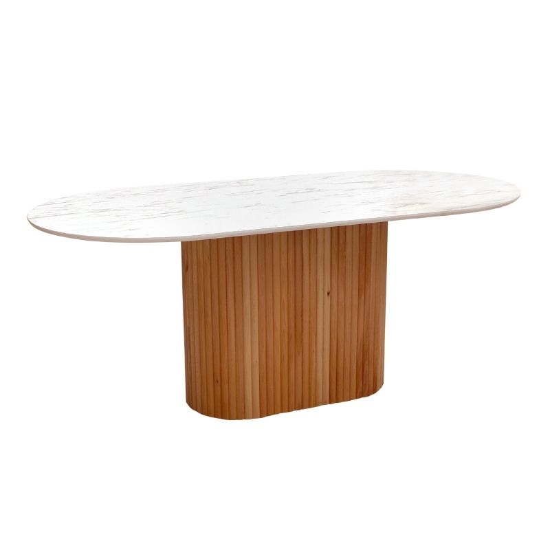 Borno Megapap MDF table in black - white marble effect color 180x89x75cm.