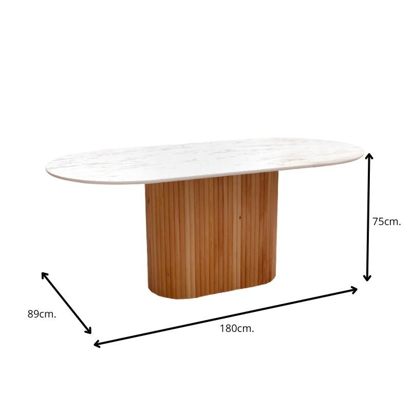 Borno Megapap MDF table in black - white marble effect color 180x89x75cm.