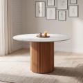 Borno Megapap table in black - white marble effect color Ø120x78cm.