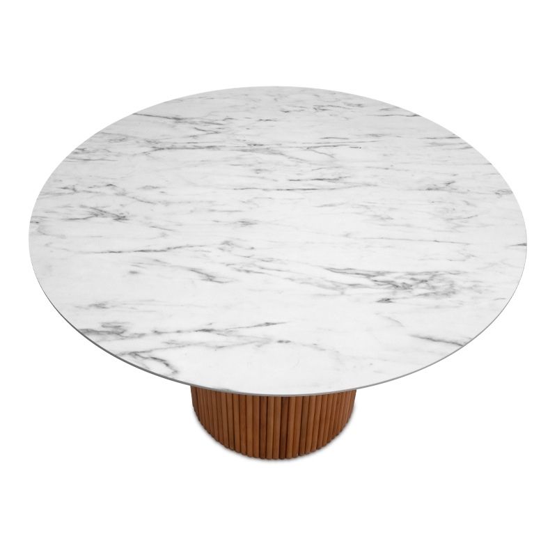 Borno Megapap table in black - white marble effect color Ø120x78cm.