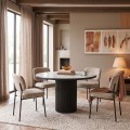 Borno Megapap table in black - white marble effect color Ø115x79cm.