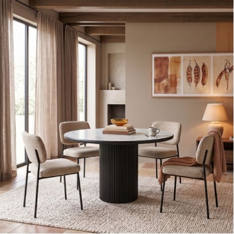 Borno Megapap table in black - white marble effect color Ø115x79cm.