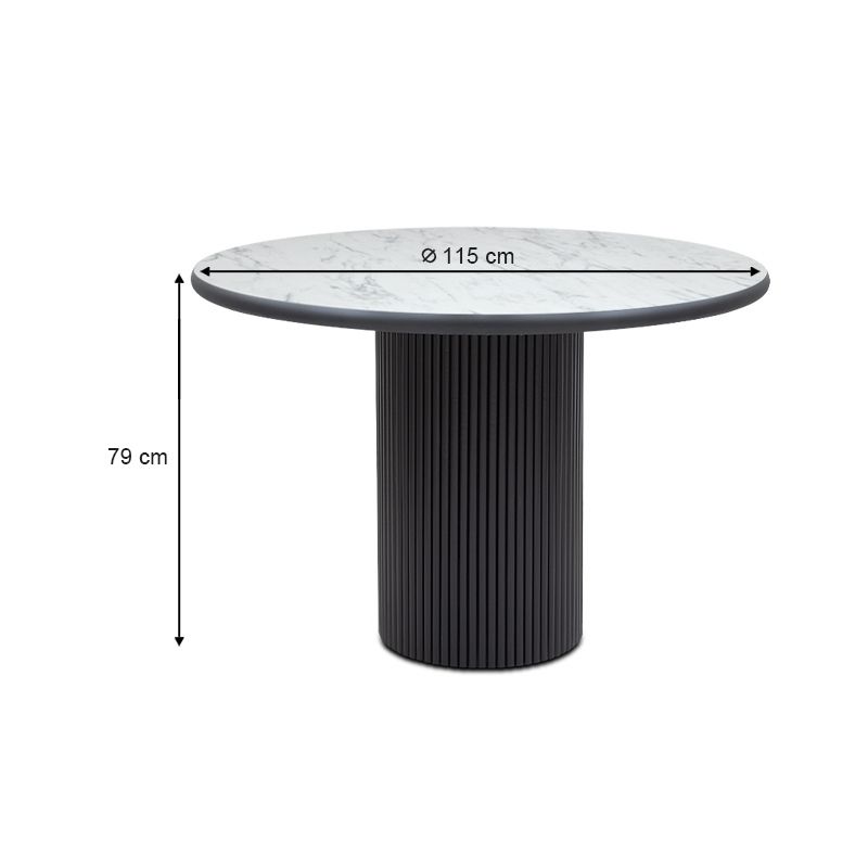 Borno Megapap table in black - white marble effect color Ø115x79cm.
