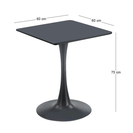 BREAK Table 60x60cm Black Color, MDF-Metal