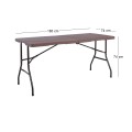 BLOW Catering Folding-In-Half Table 180x74cm Grain Walnut