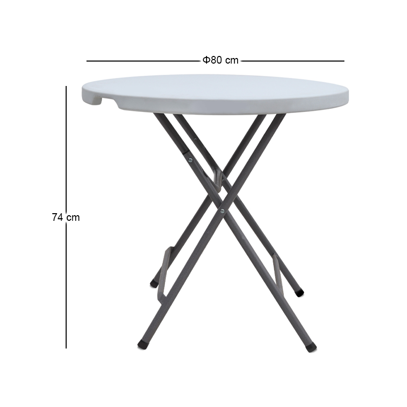 Capri Megapap catering - conference table, foldable - round, one-piece surface, ice white color, Ø80x74cm.