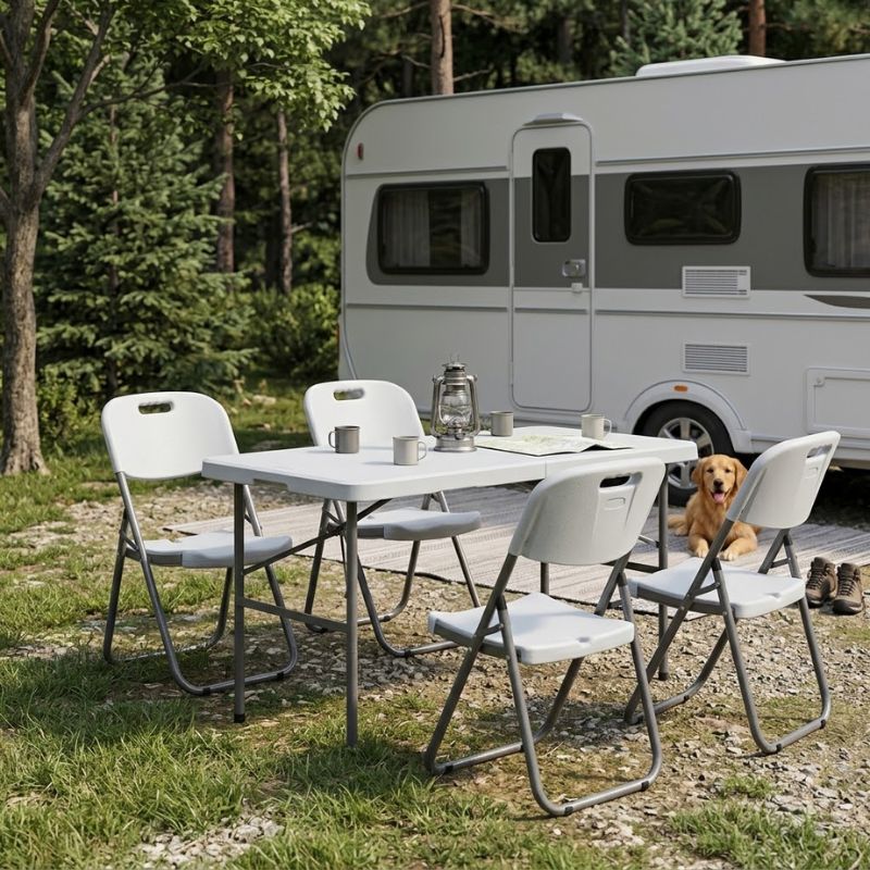 Capri Megapap folding catering - conference table - suitcase color ice white 120x60x74cm.