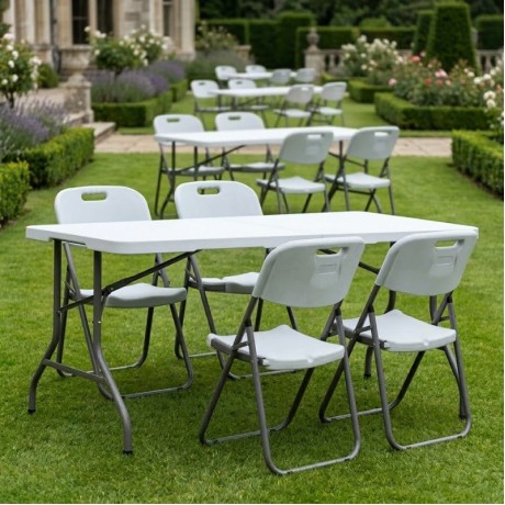 Τραπέζι catering - συνεδρίου Capri Megapap πτυσσόμενο - βαλίτσα χρώμα λευκό του πάγου 152x70x74εκ.