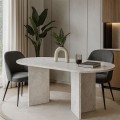 Cortado Megapap melamine dining table in white marble color 138x80x75cm.