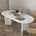 Cortado Megapap melamine dining table in white marble color 200x90x74cm.