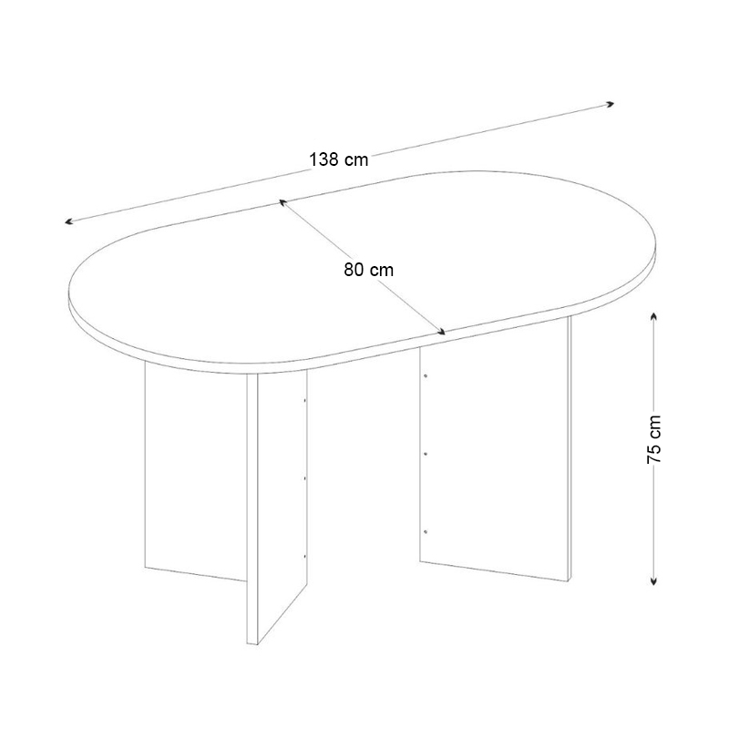 Cortado Megapap melamine dining table in sencron black color 138x80x75cm.