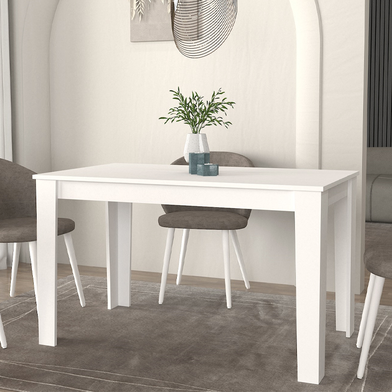 Darlen Megapap melamine dinner table in white color 125x72x74cm.