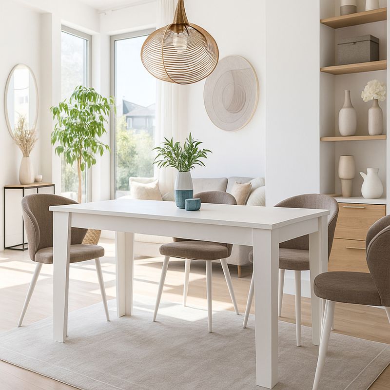 Darlen Megapap melamine dinner table in white color 125x72x74cm.