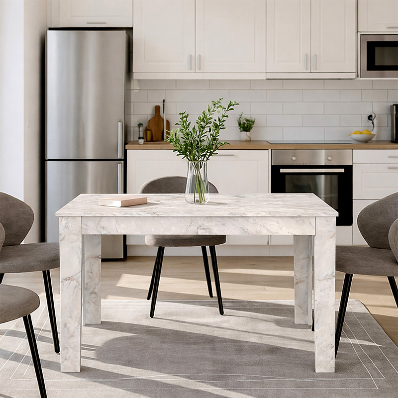 Darlen Megapap melamine dinner table in white marble color 125x72x74cm.