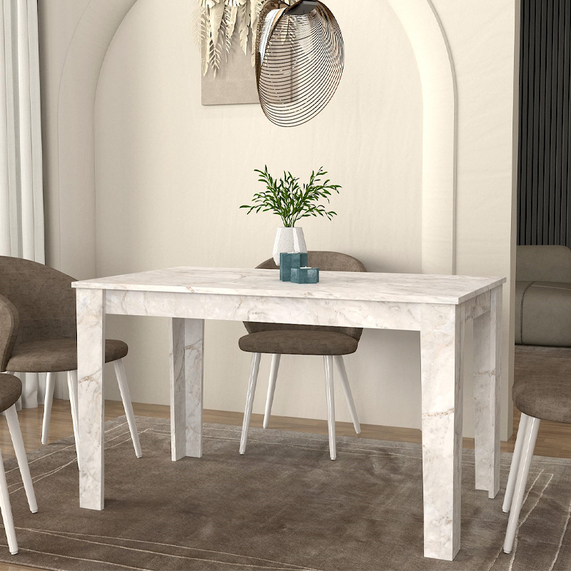 Darlen Megapap melamine dinner table in white marble color 125x72x74cm.
