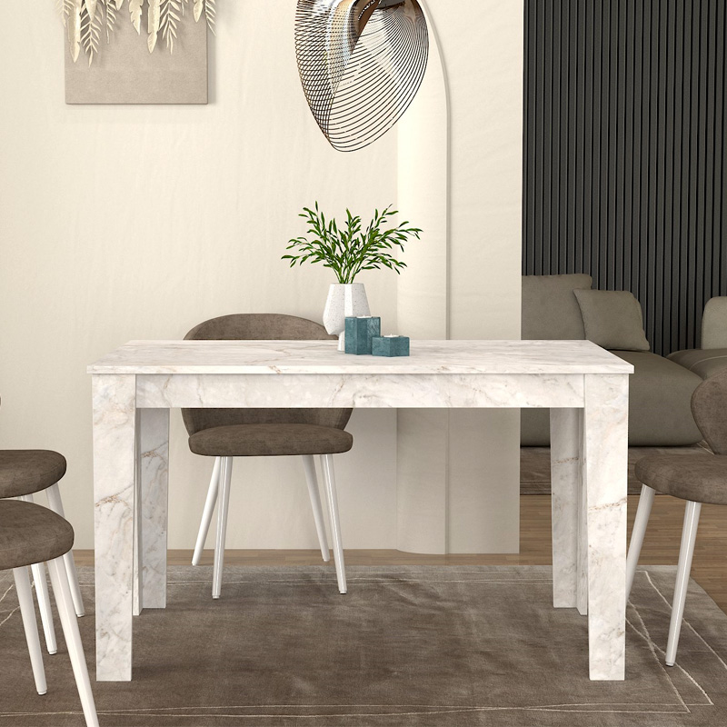 Darlen Megapap melamine dinner table in white marble color 125x72x74cm.