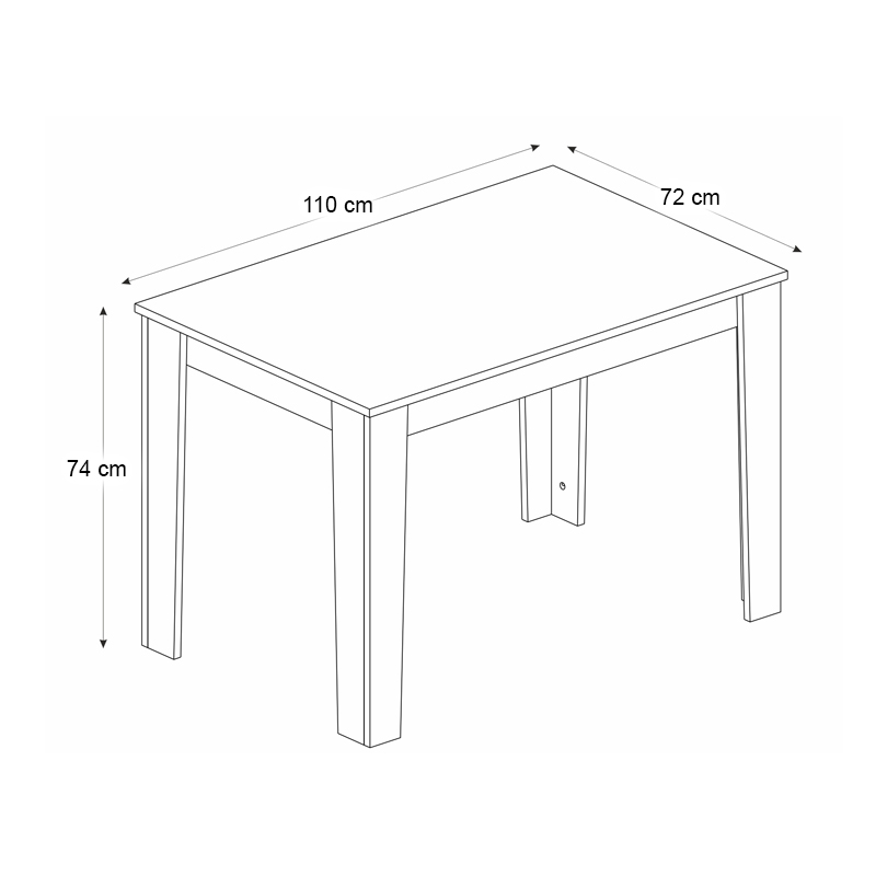 Darlen Megapap melamine dinner table in white - sapphire oak color 110x72x74cm.