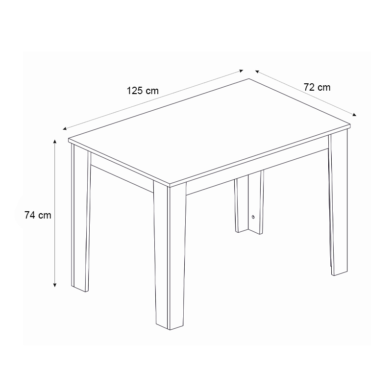 Τραπέζι Darlen Megapap χρώμα sencron black 125x72x74εκ.