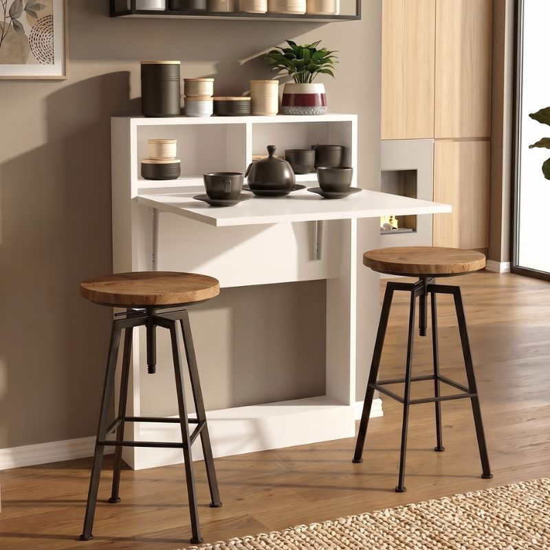 Bracke Megapap melamine wall mounded folding table in white color 70x15x96cm.