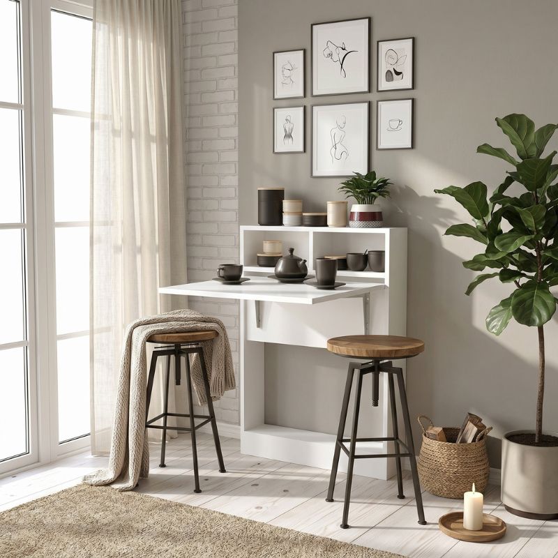 Bracke Megapap melamine wall mounded folding table in white color 70x15x96cm.
