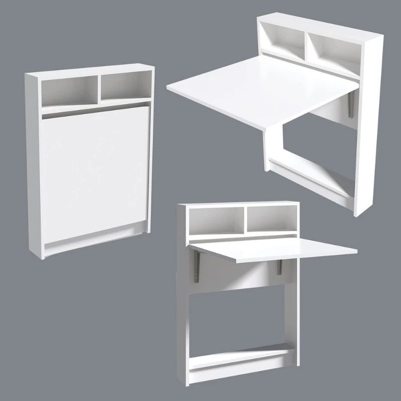 Bracke Megapap melamine wall mounded folding table in white color 70x15x96cm.