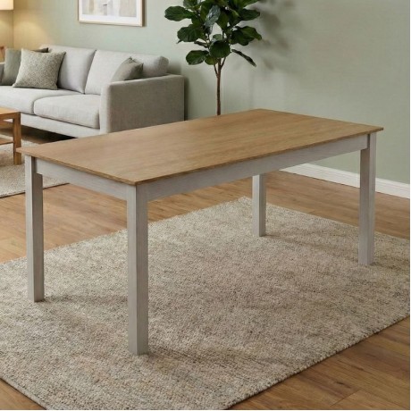 Fira Megapap melamine - MDF dining table in white - oak color 180x90x78cm.