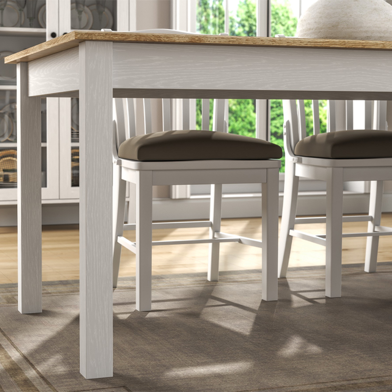 Fira Megapap melamine - MDF dining table in white - oak color 180x90x78cm.