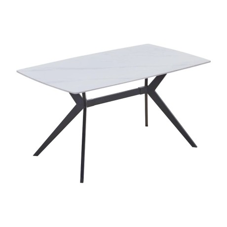 GALI Dining Table 140x80cm Metal Black/Sintered Stone White Marble