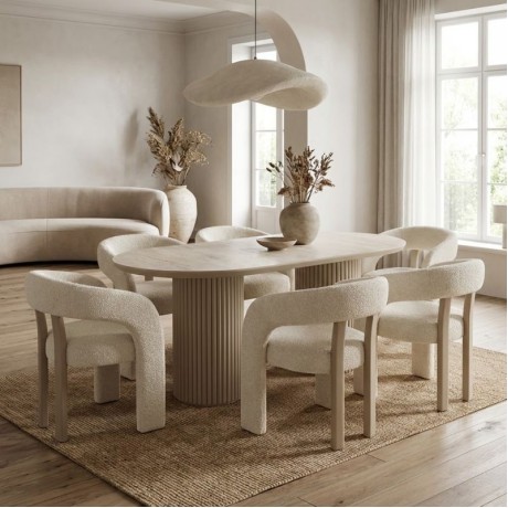Hazar Megapap MDF dining table in travertine - sandstone color 180x90x77cm.