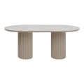 Hazar Megapap MDF dining table in travertine - sandstone color 180x90x77cm.