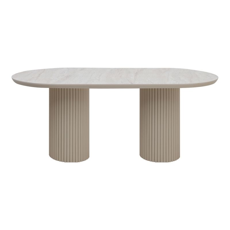 Hazar Megapap MDF dining table in travertine - sandstone color 180x90x77cm.