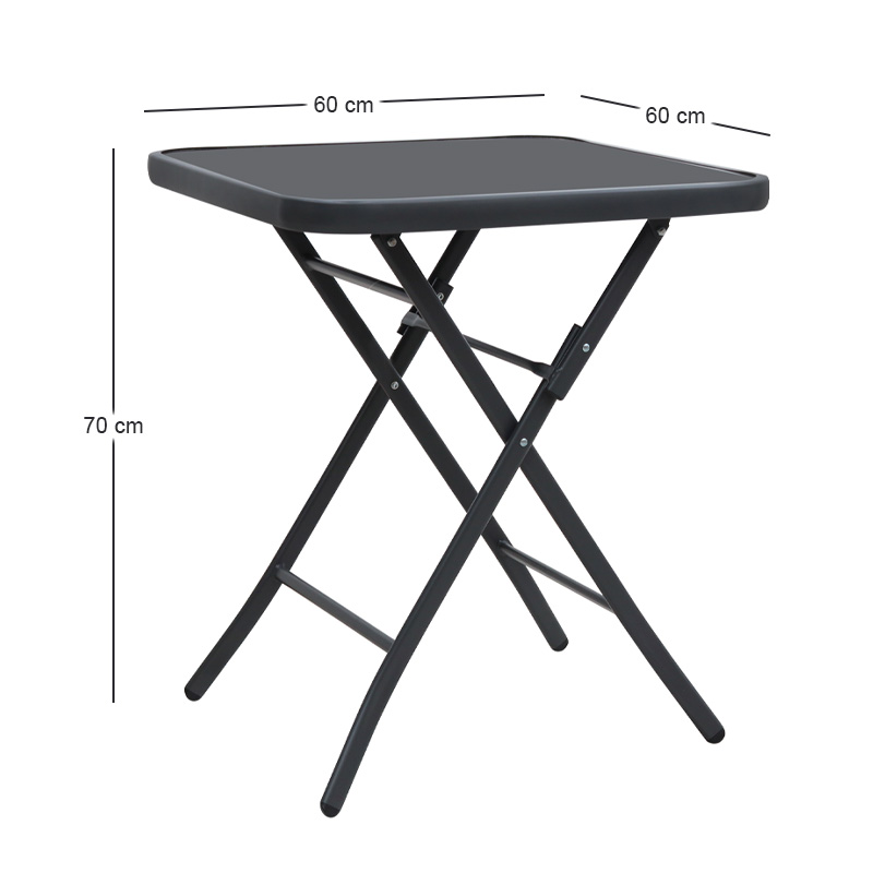 Lorento Megapap metal - tempered glass table in anthracite - black color 60x60x70cm.